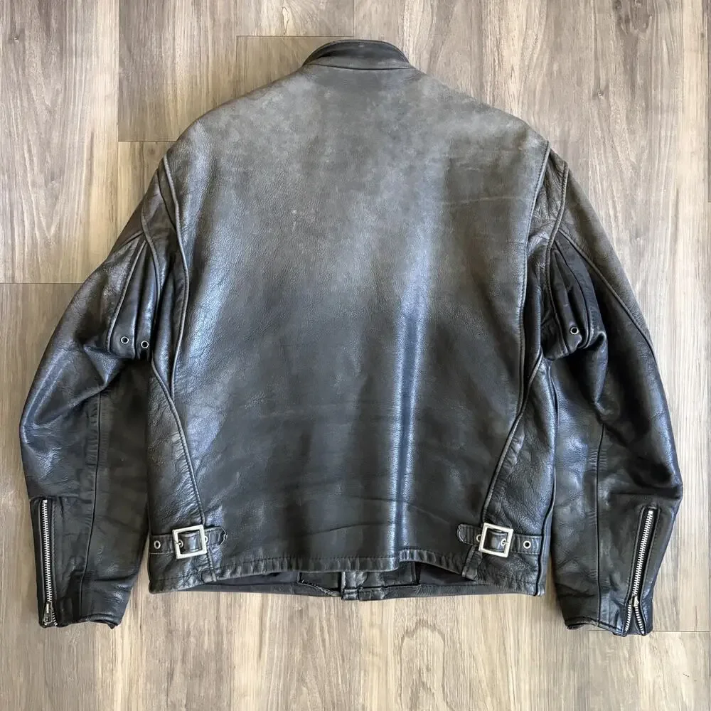 Vintage Schott 141 Cowhide Leather Cafe Racer Motorcycle Jacket Size 42 USA FADE